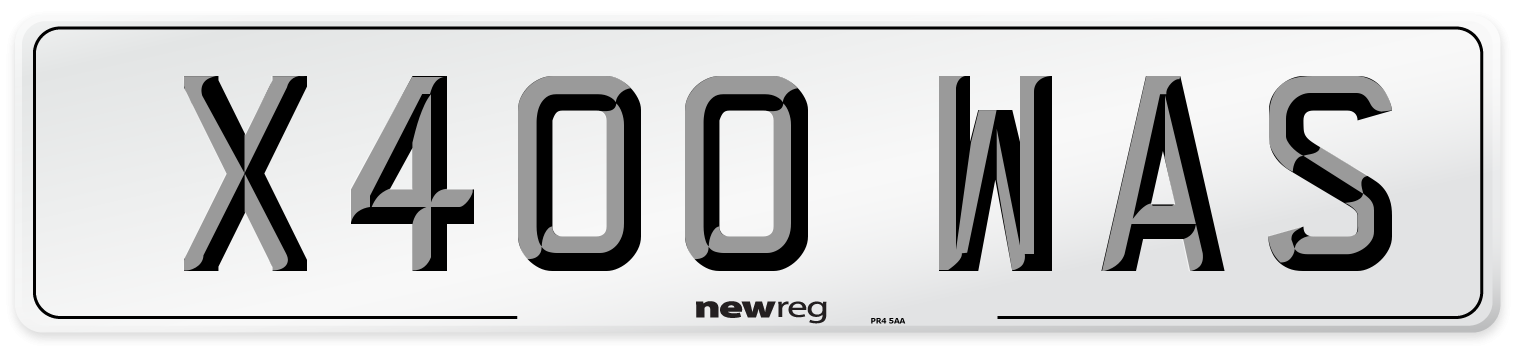 X400 WAS Number Plate from New Reg